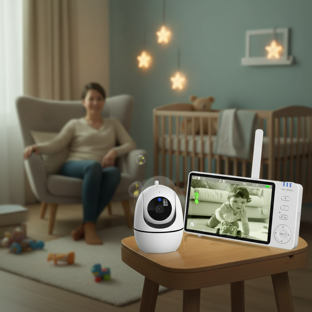 5 Inch Video Baby Monitor With Camera PTZ Zoom Babyphone Cam Security Protection Surveillance Cameras Temperature Sensor Lullaby